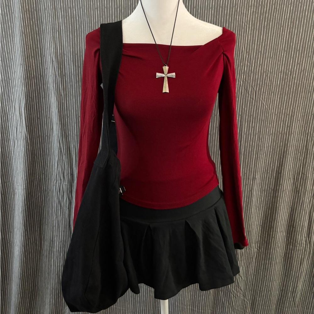 Shein burgundy off shoulder top